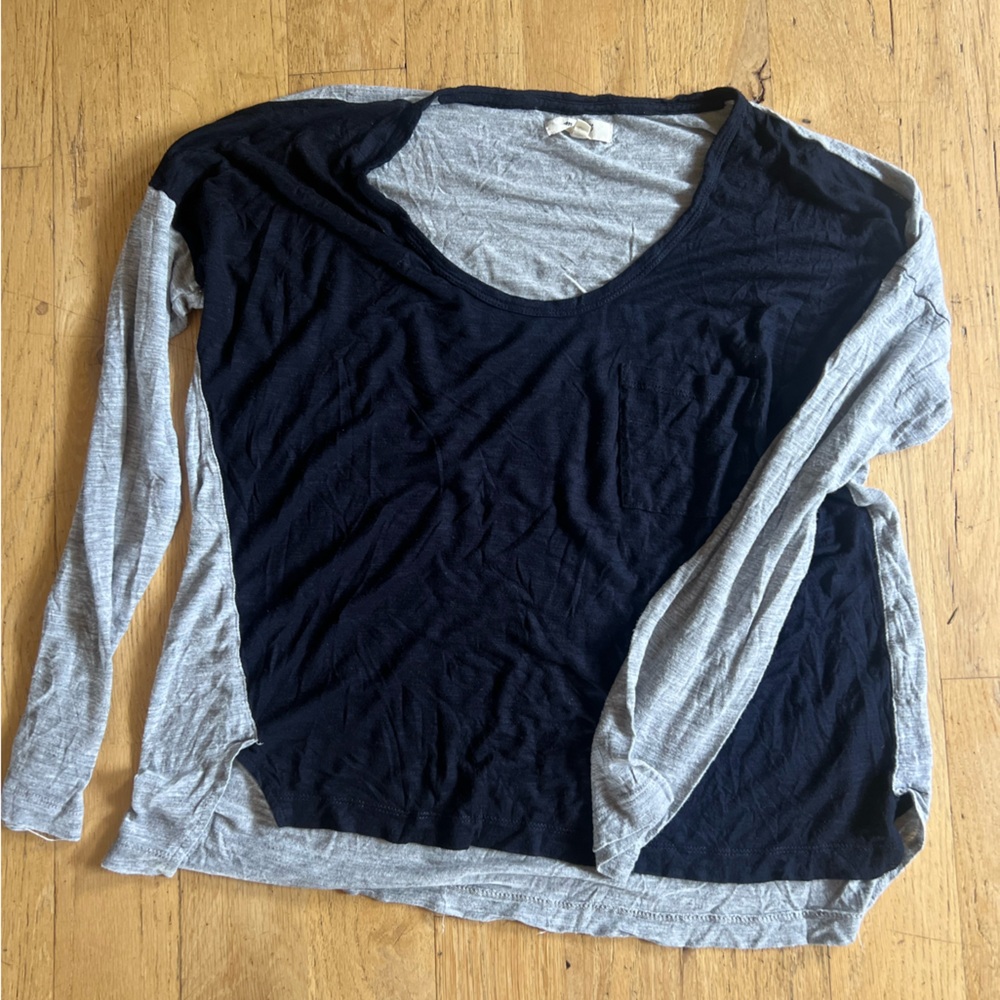 Madewell Blue and Gray Long Sleeve Crop Top